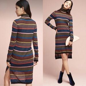 Maison Scotch & Soda Knitted Lurex Dress Midi Striped Size XS Anthropologie